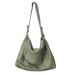 Lia Numa Leather Hobo Bag Womens Mint Green Slouchy Flap Italian Purse